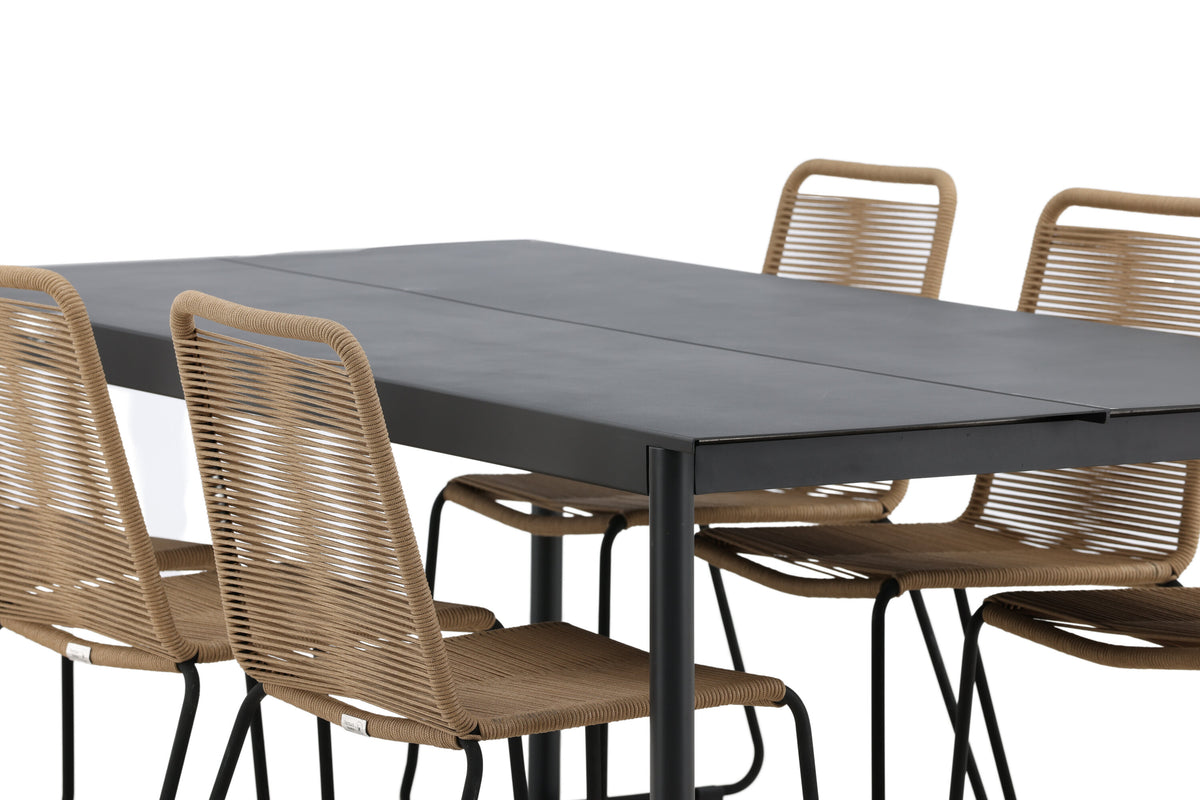 Modena Matbord med Lindos Stolarna – Bord: 75x200x100 Stol: 59x86x57