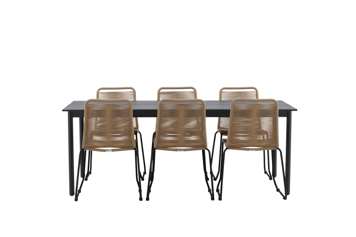 Modena Matbord med Lindos Stolarna – Bord: 75x200x100 Stol: 59x86x57
