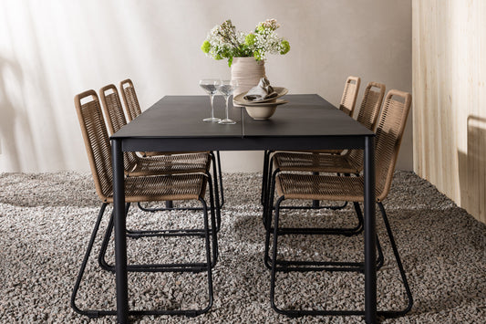 Modena Matbord med Lindos Stolarna – Bord: 75x200x100 Stol: 59x86x57