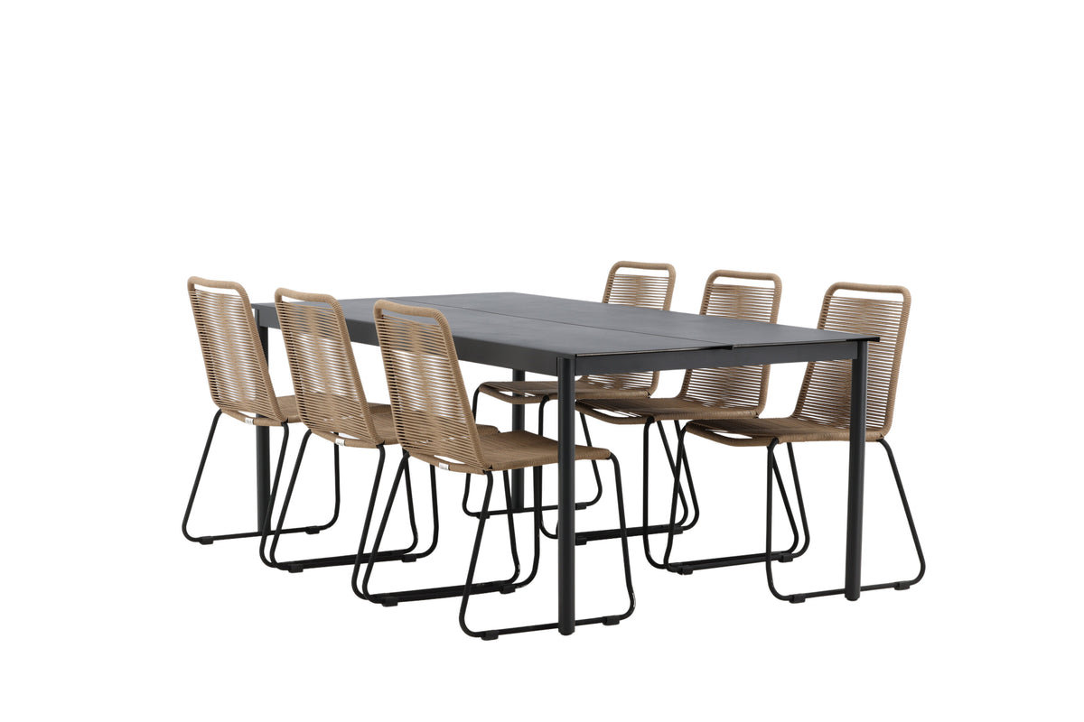 Modena Matbord med Lindos Stolarna – Bord: 75x200x100 Stol: 59x86x57