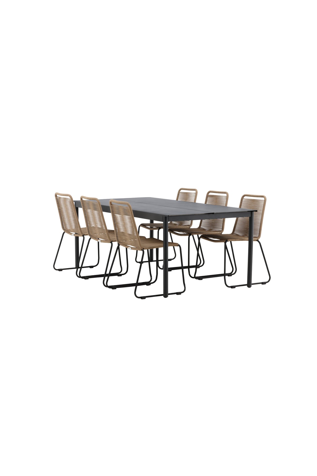 Modena Matbord med Lindos Stolarna – Bord: 75x200x100 Stol: 59x86x57