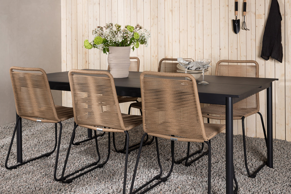 Modena Matbord med Lindos Stolarna – Bord: 75x200x100 Stol: 59x86x57
