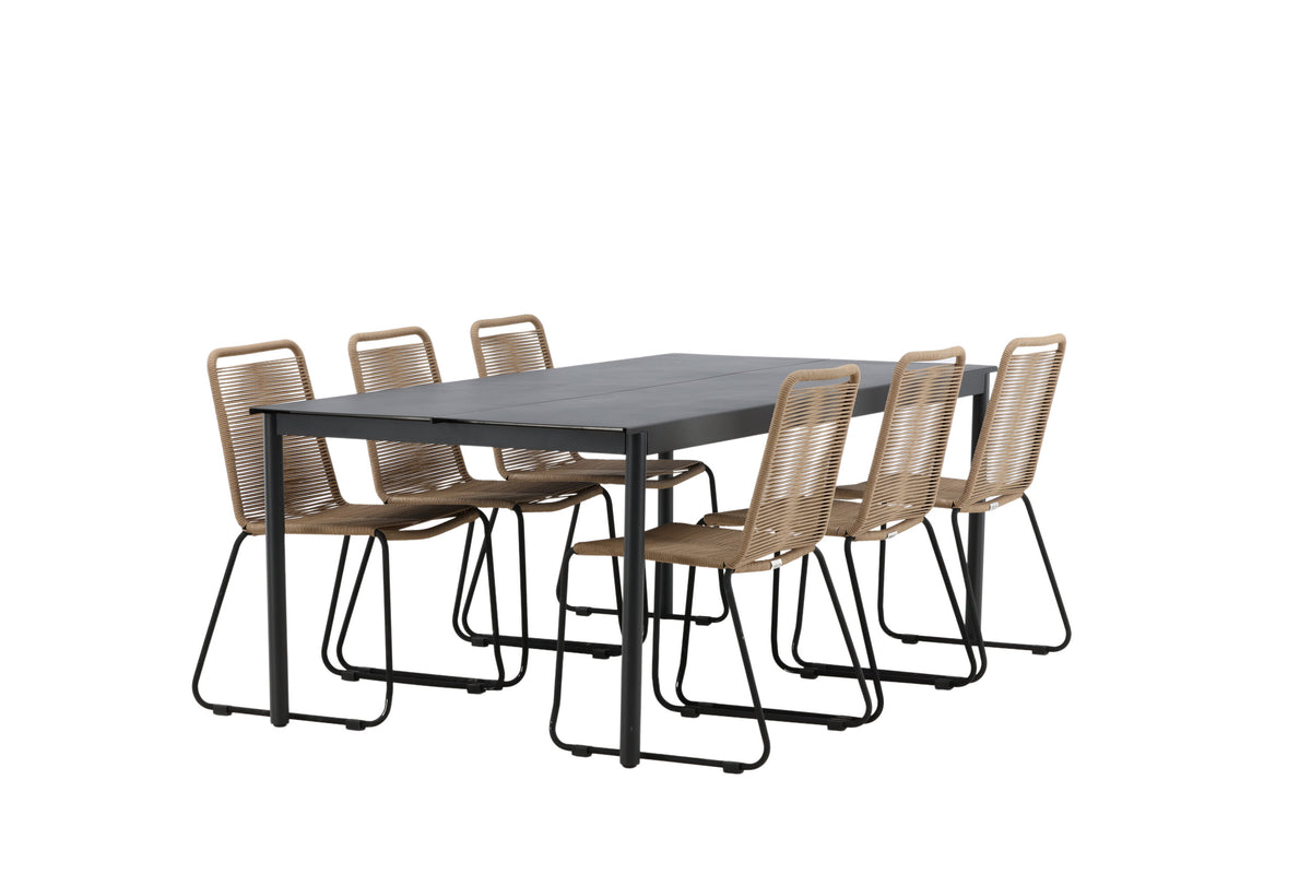 Modena Matbord med Lindos Stolarna – Bord: 75x200x100 Stol: 59x86x57