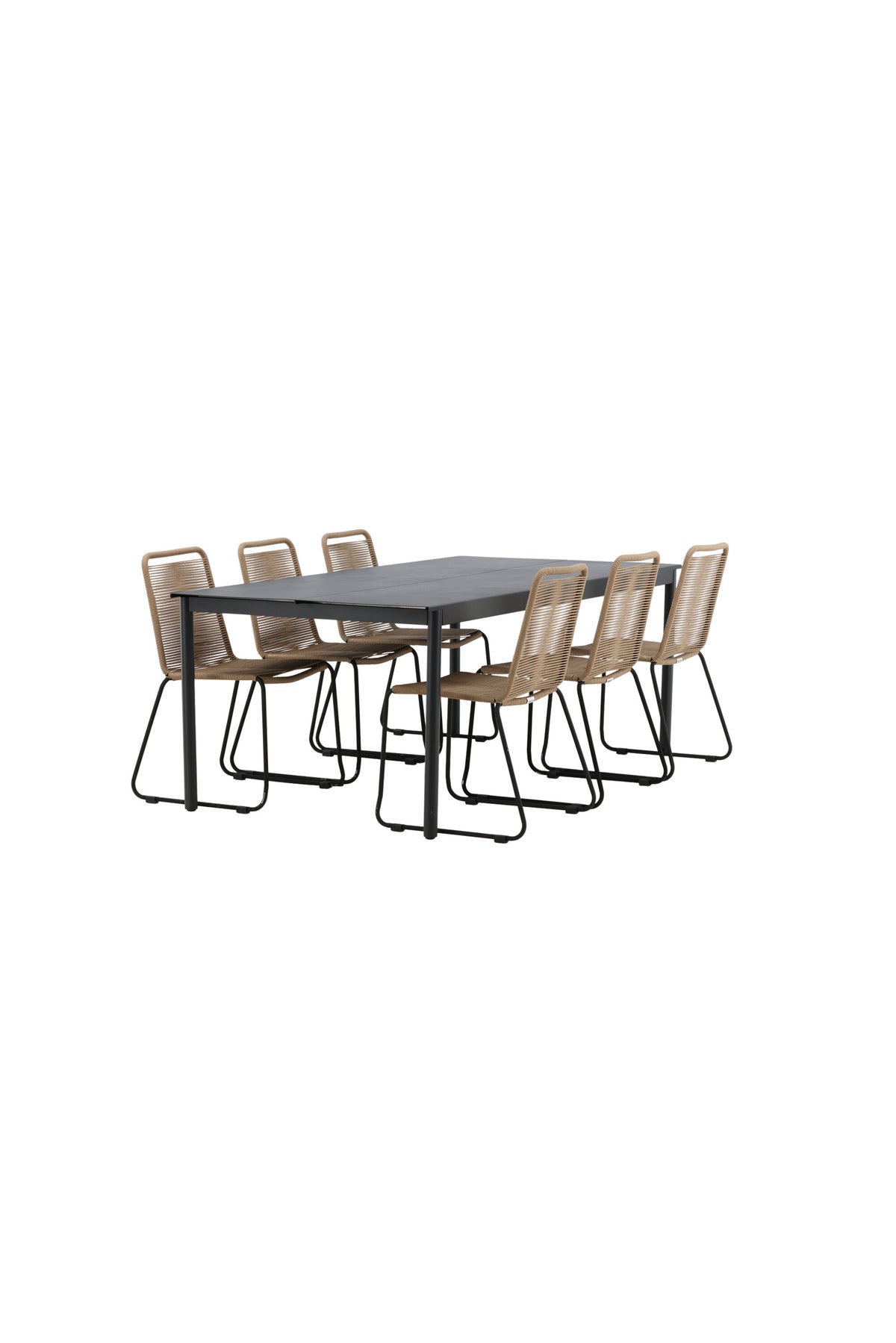 Modena Matbord med Lindos Stolarna – Bord: 75x200x100 Stol: 59x86x57