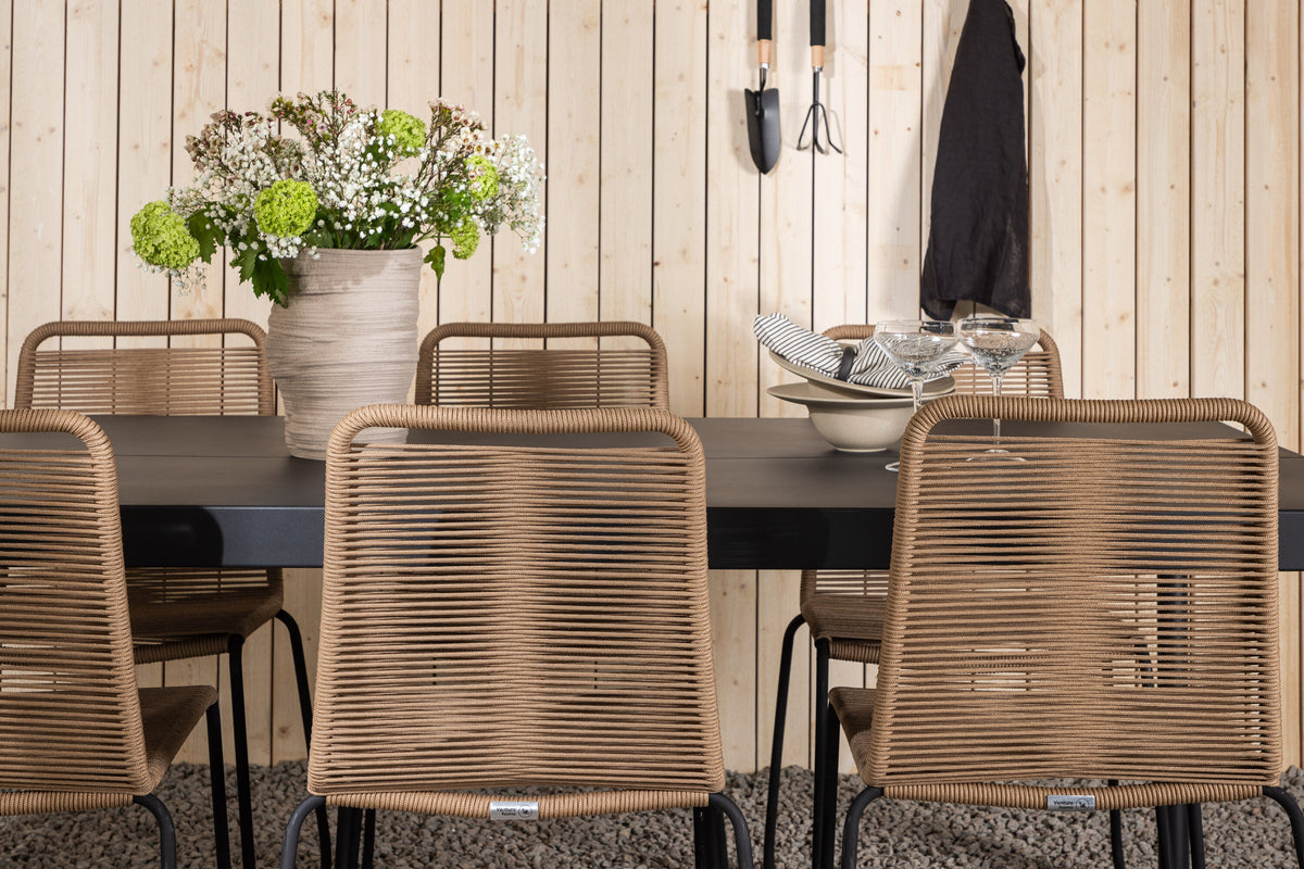 Modena Matbord med Lindos Stolarna – Bord: 75x200x100 Stol: 59x86x57