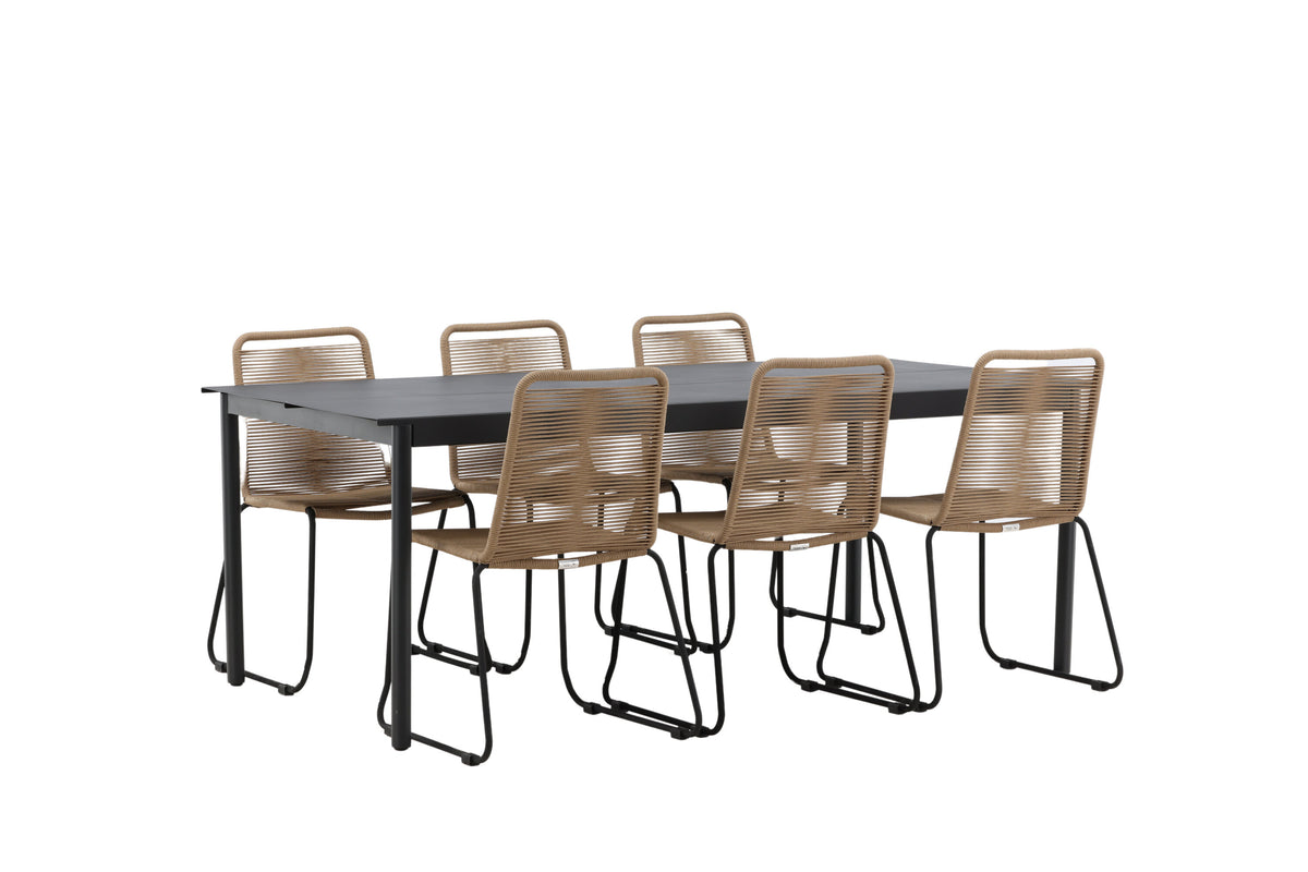 Modena Matbord med Lindos Stolarna – Bord: 75x200x100 Stol: 59x86x57