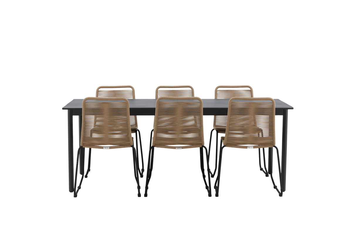 Modena Matbord med Lindos Stolarna – Bord: 75x200x100 Stol: 59x86x57