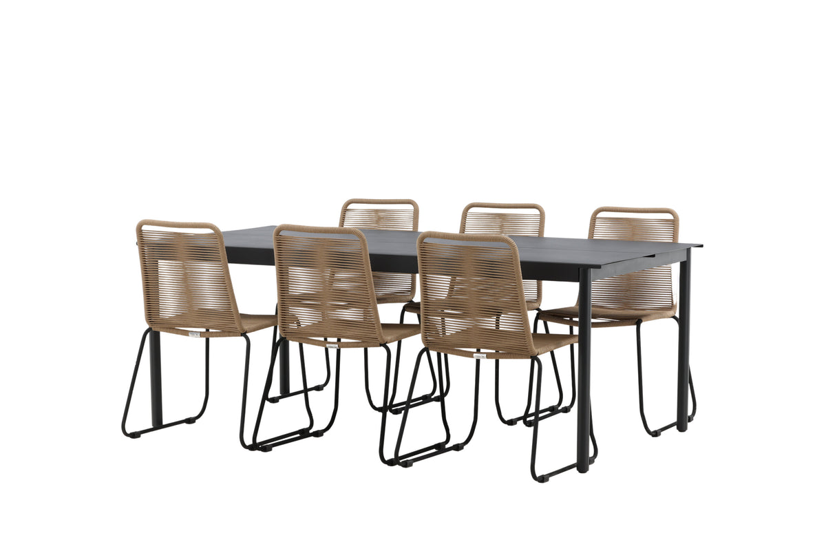 Modena Matbord med Lindos Stolarna – Bord: 75x200x100 Stol: 59x86x57