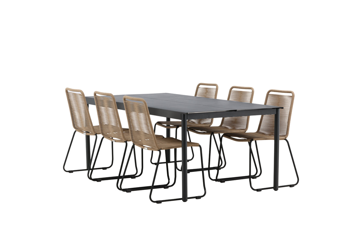 Modena Matbord med Lindos Stolarna – Bord: 75x200x100 Stol: 59x86x57