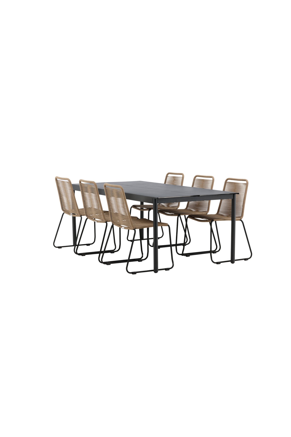 Modena Matbord med Lindos Stolarna – Bord: 75x200x100 Stol: 59x86x57