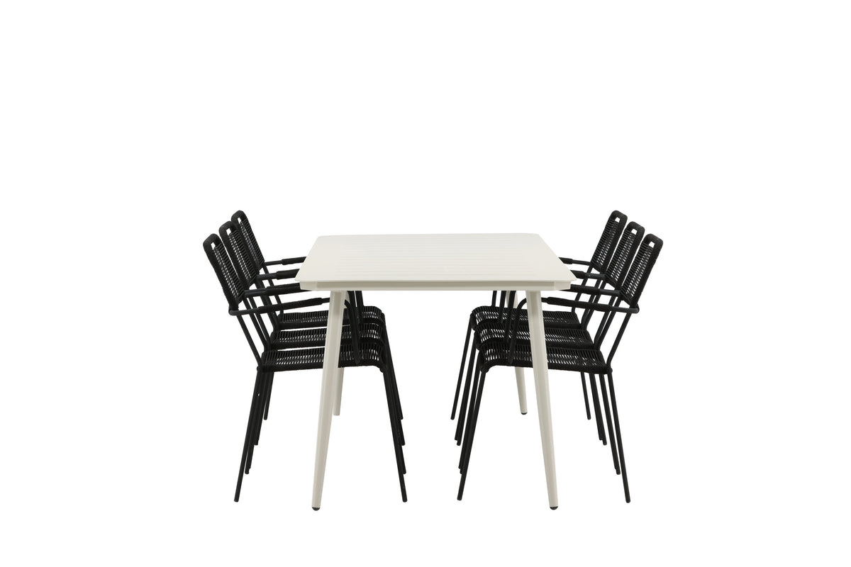 Lina Matbord med Lindos Stolarna – Bord: 75x200x90 Stol: 66x85x55