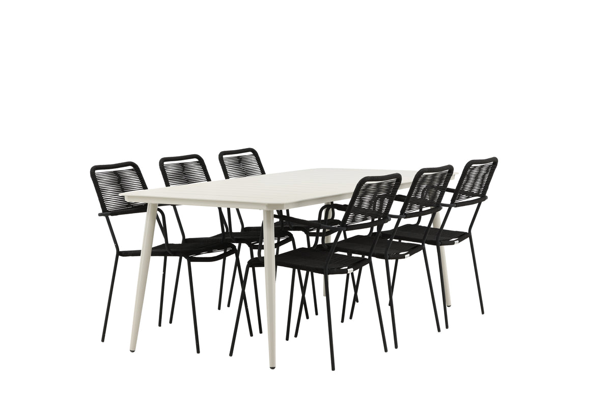 Lina Matbord med Lindos Stolarna – Bord: 75x200x90 Stol: 66x85x55