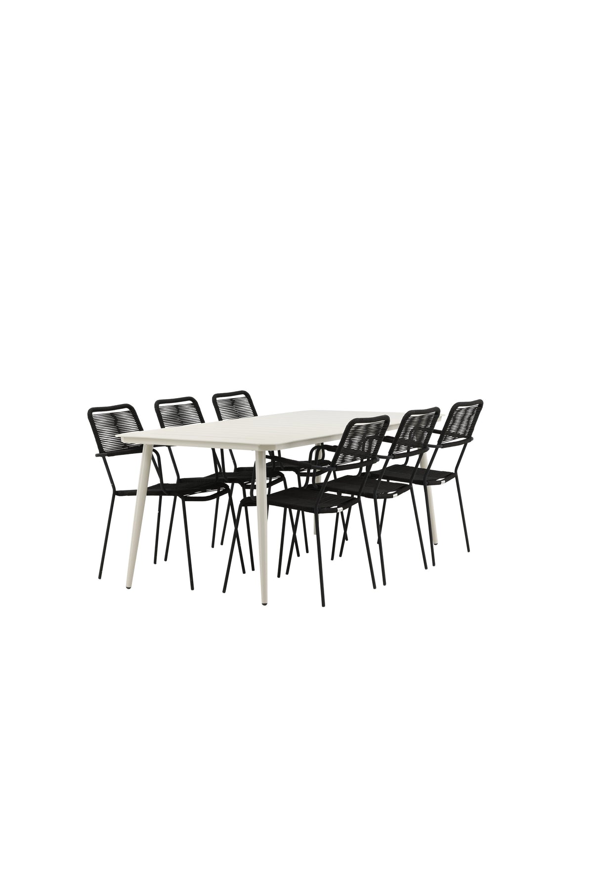 Lina Matbord med Lindos Stolarna – Bord: 75x200x90 Stol: 66x85x55