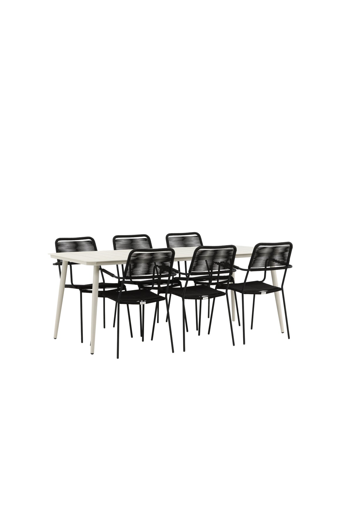 Lina Matbord med Lindos Stolarna – Bord: 75x200x90 Stol: 66x85x55