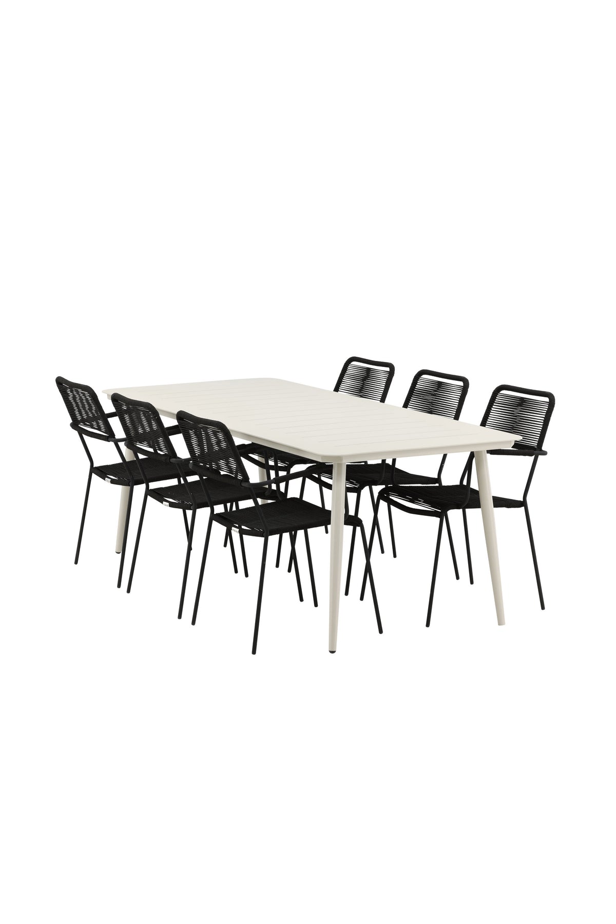 Lina Matbord med Lindos Stolarna – Bord: 75x200x90 Stol: 66x85x55
