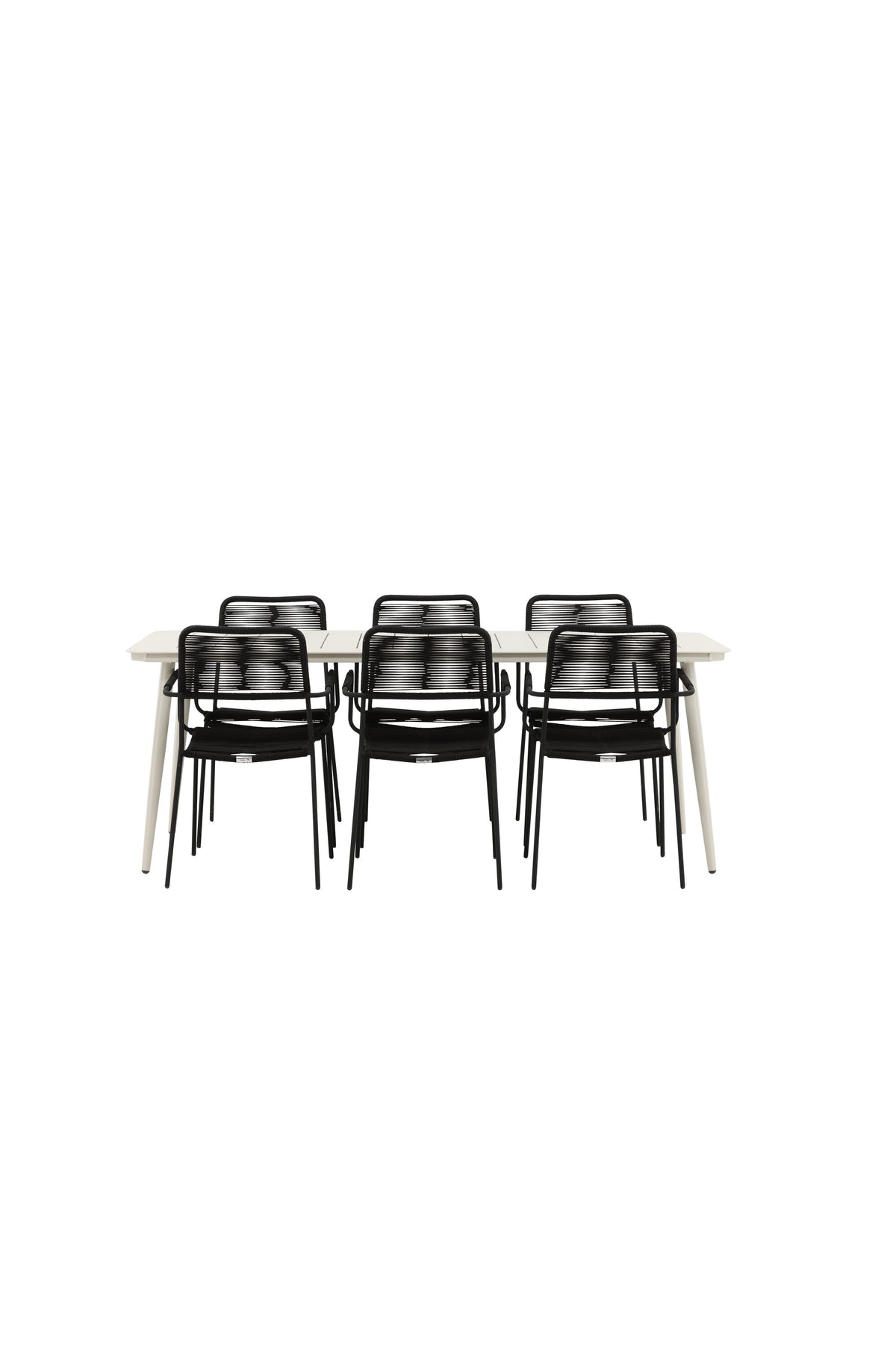 Lina Matbord med Lindos Stolarna – Bord: 75x200x90 Stol: 66x85x55