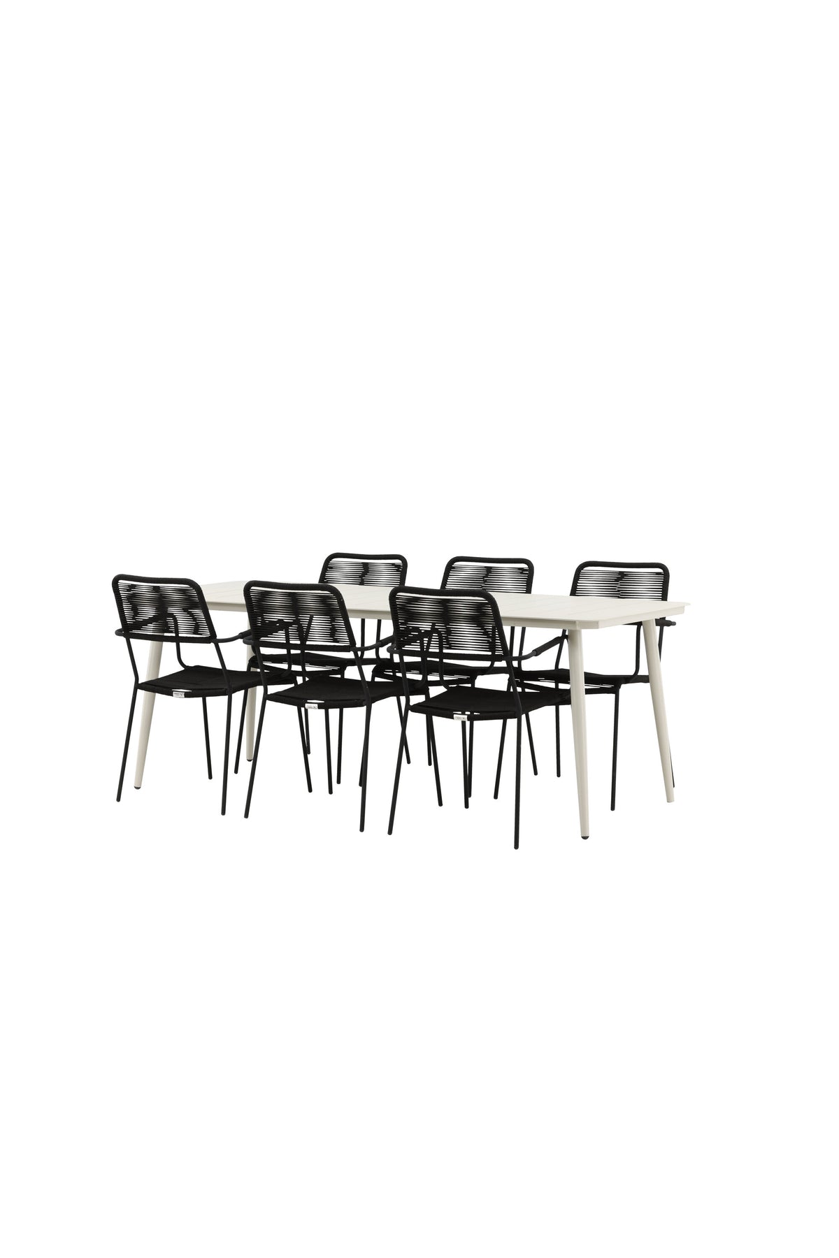 Lina Matbord med Lindos Stolarna – Bord: 75x200x90 Stol: 66x85x55
