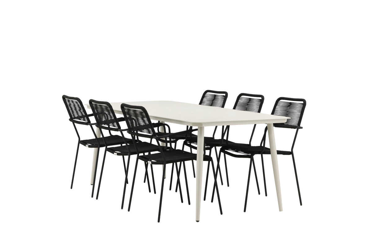 Lina Matbord med Lindos Stolarna – Bord: 75x200x90 Stol: 66x85x55