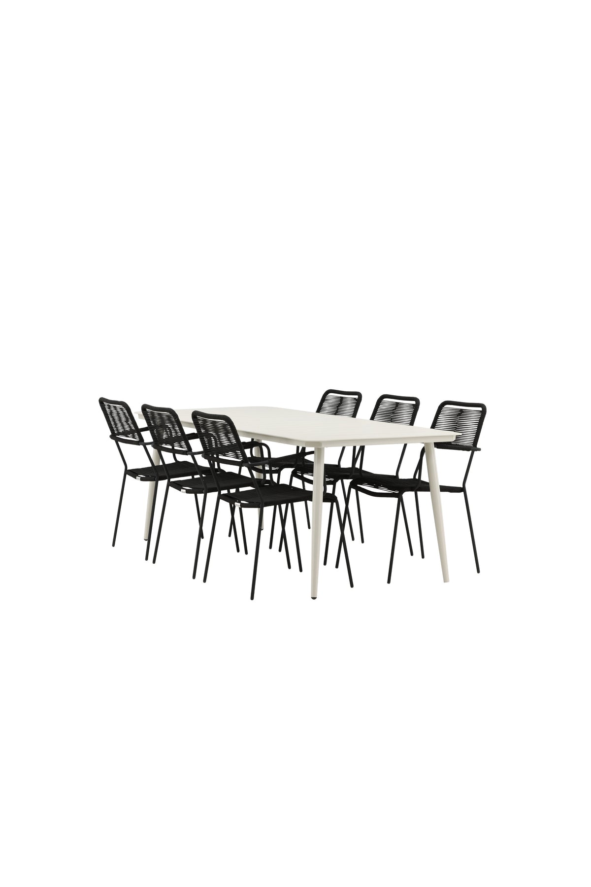 Lina Matbord med Lindos Stolarna – Bord: 75x200x90 Stol: 66x85x55