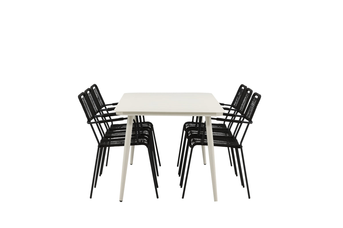 Lina Matbord med Lindos Stolarna – Bord: 75x200x90 Stol: 66x85x55