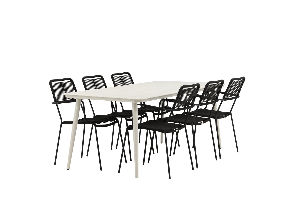 Lina Matbord med Lindos Stolarna – Bord: 75x200x90 Stol: 66x85x55