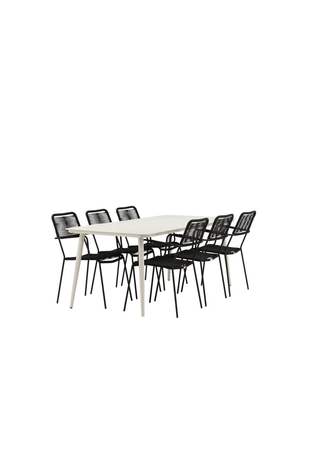Lina Matbord med Lindos Stolarna – Bord: 75x200x90 Stol: 66x85x55
