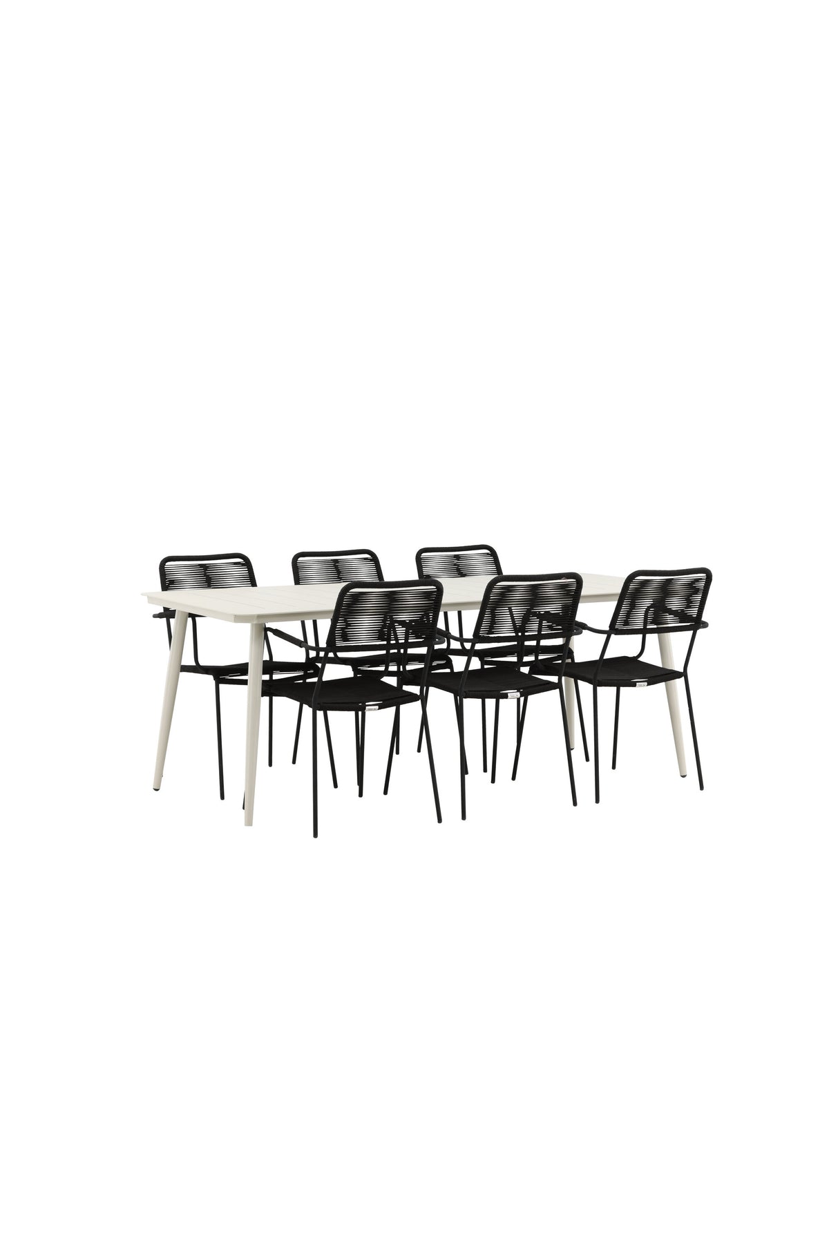 Lina Matbord med Lindos Stolarna – Bord: 75x200x90 Stol: 66x85x55