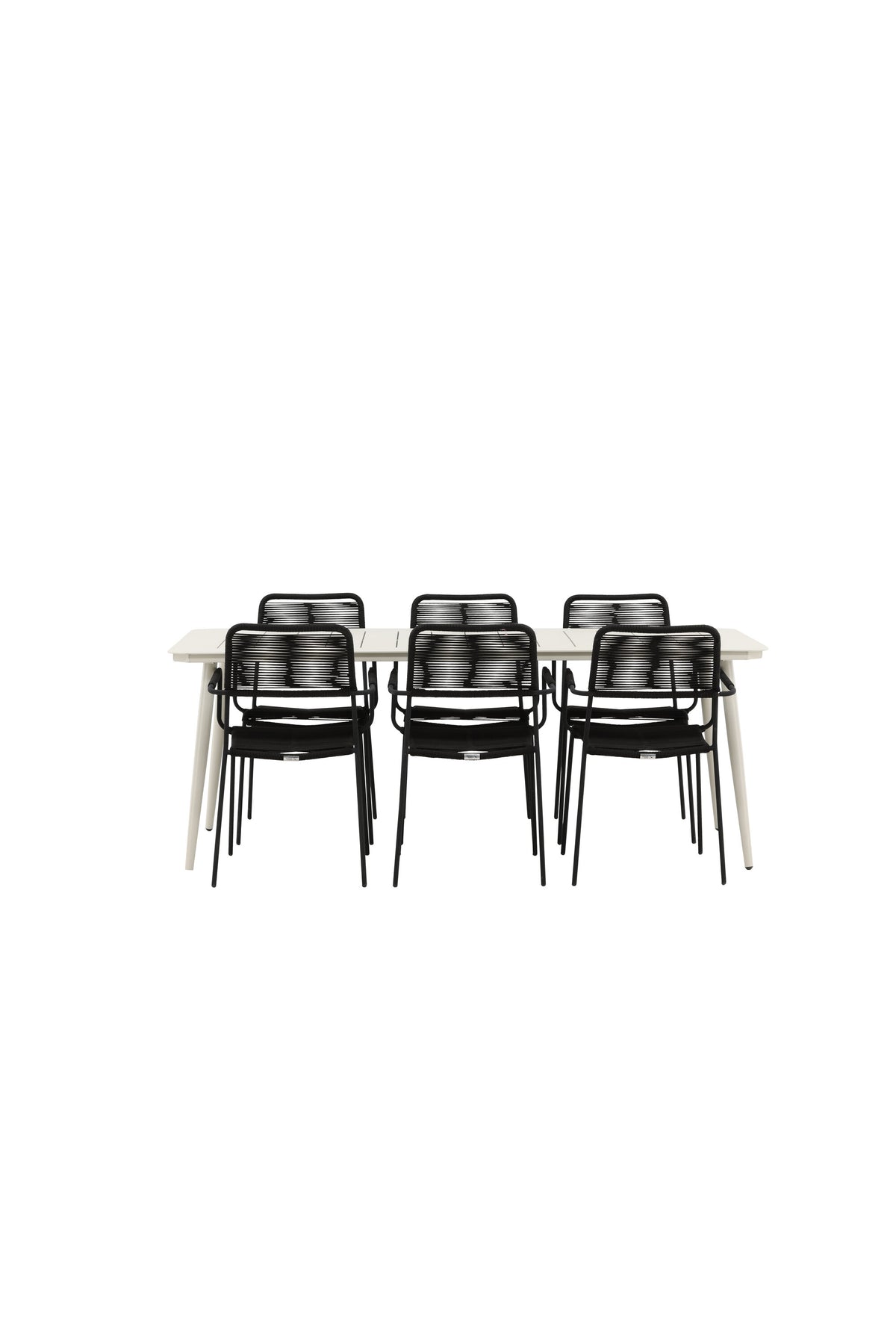 Lina Matbord med Lindos Stolarna – Bord: 75x200x90 Stol: 66x85x55