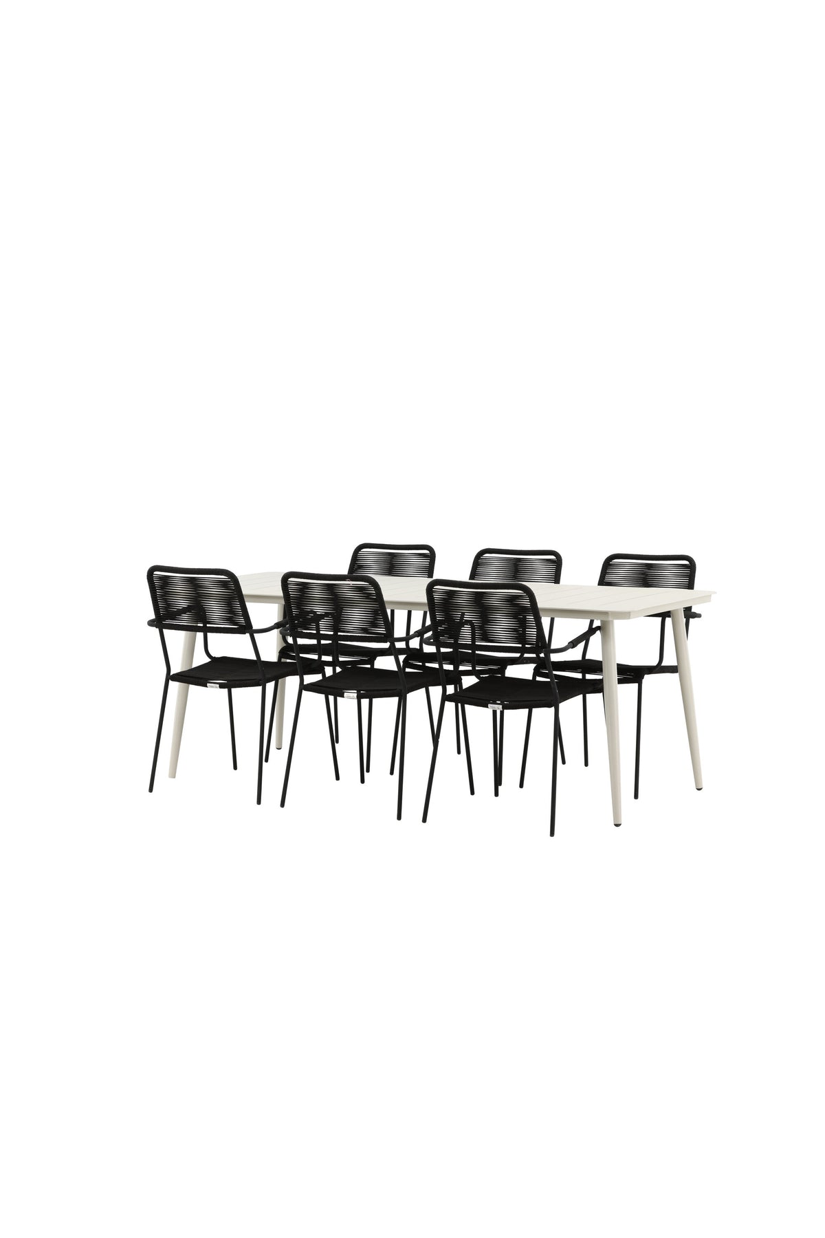 Lina Matbord med Lindos Stolarna – Bord: 75x200x90 Stol: 66x85x55