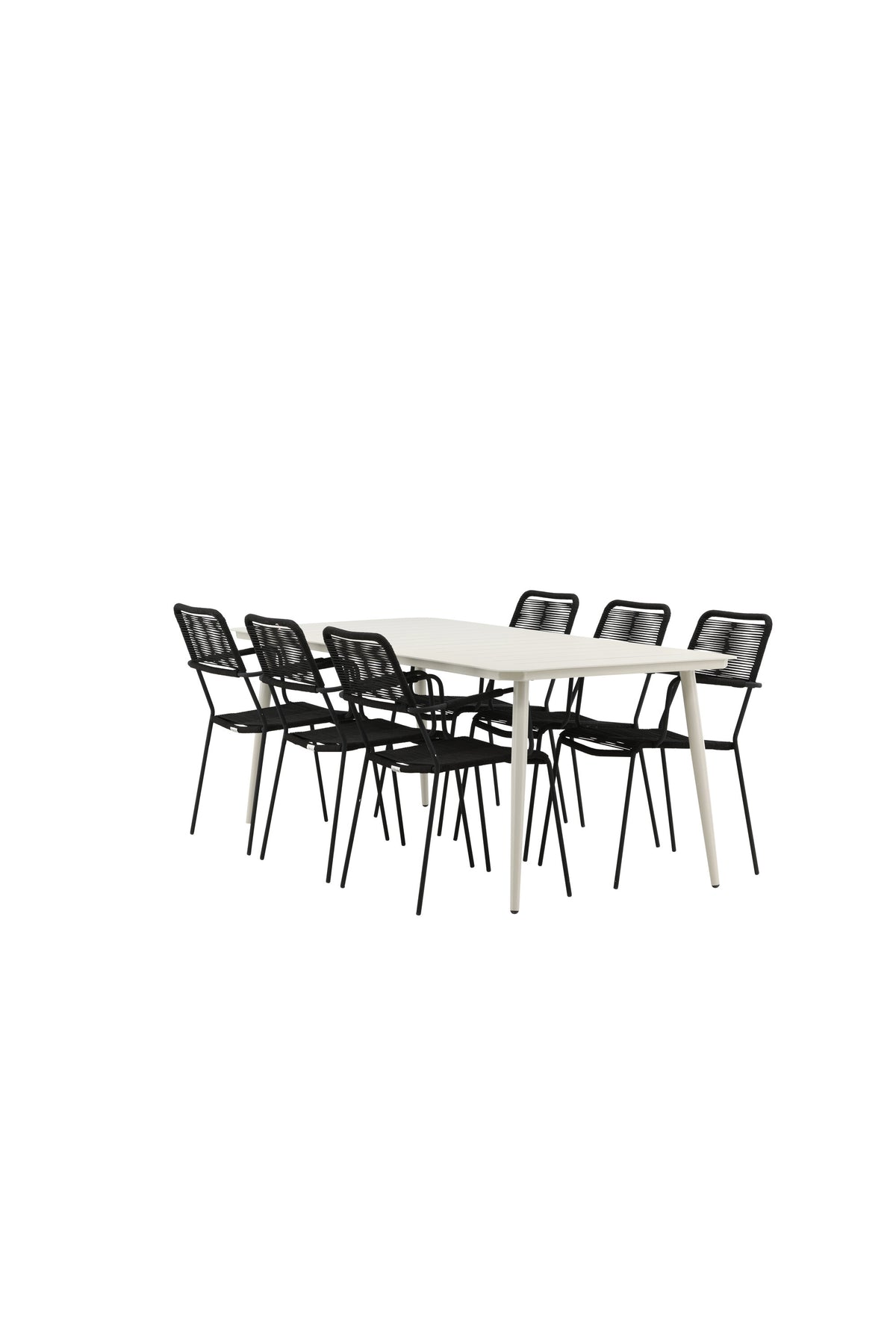 Lina Matbord med Lindos Stolarna – Bord: 75x200x90 Stol: 66x85x55