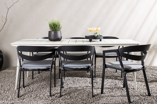 Lina Matbord med Slit Stolarna – Bord: 75x200x90 Stol: 62x76x59
