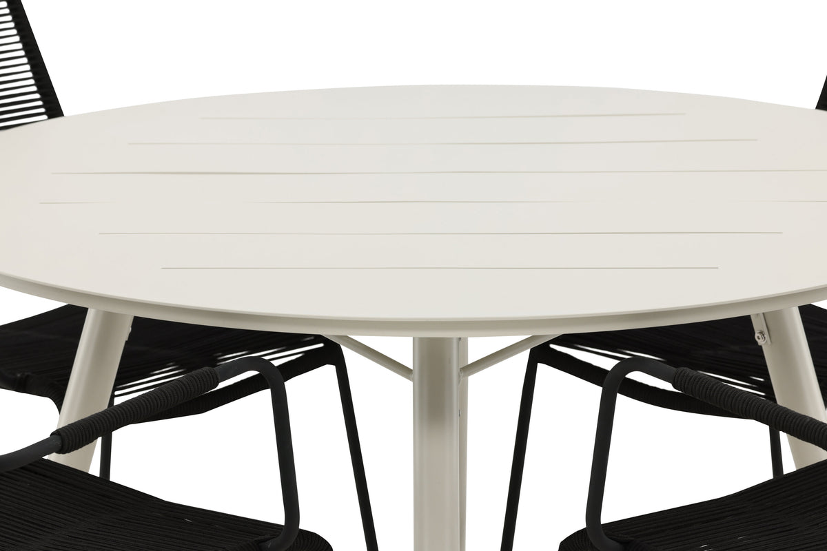Lina Matbord med Lindos Stolarna – Bord: ⌀120 Stol: 66x85x55