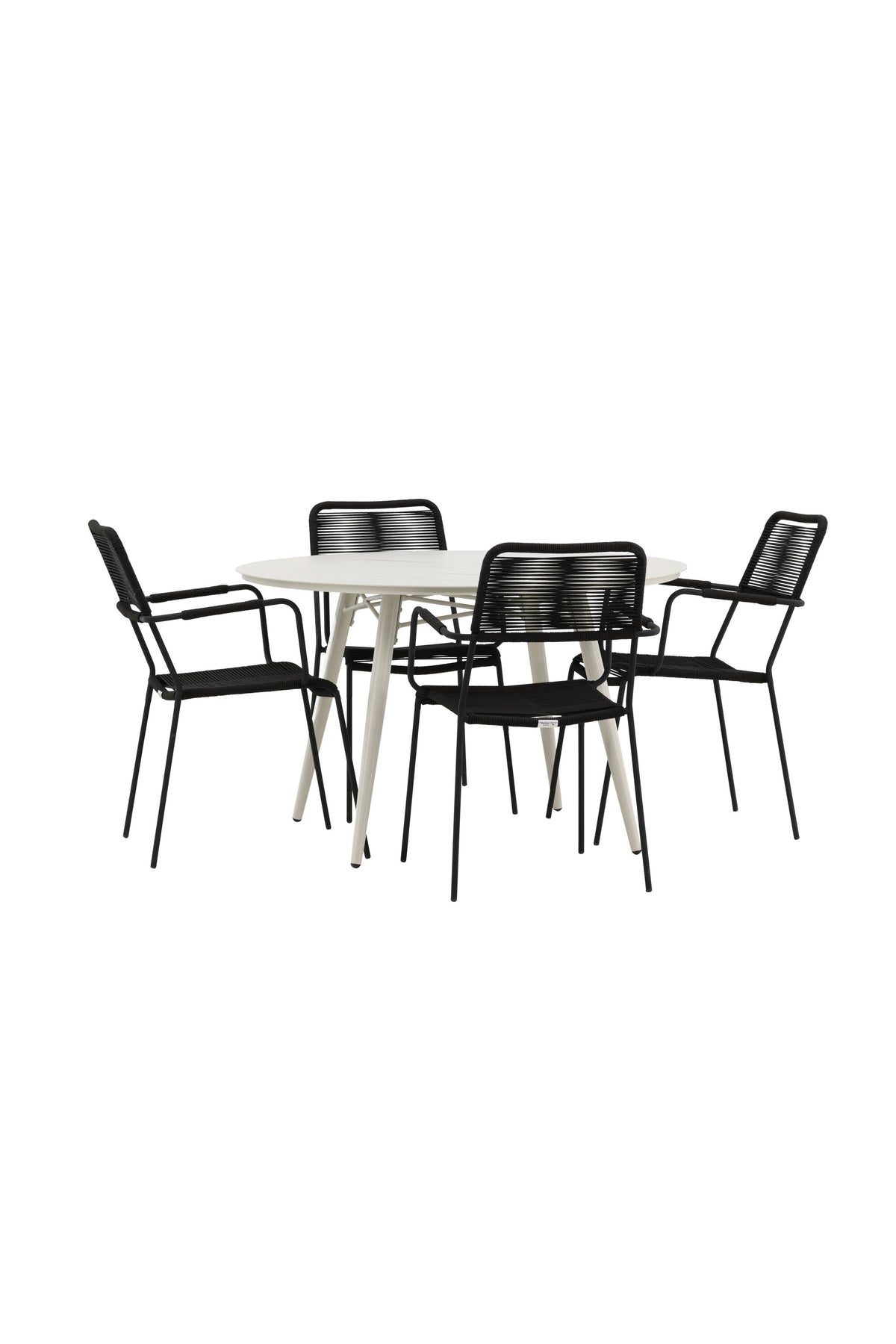 Lina Matbord med Lindos Stolarna – Bord: ⌀120 Stol: 66x85x55