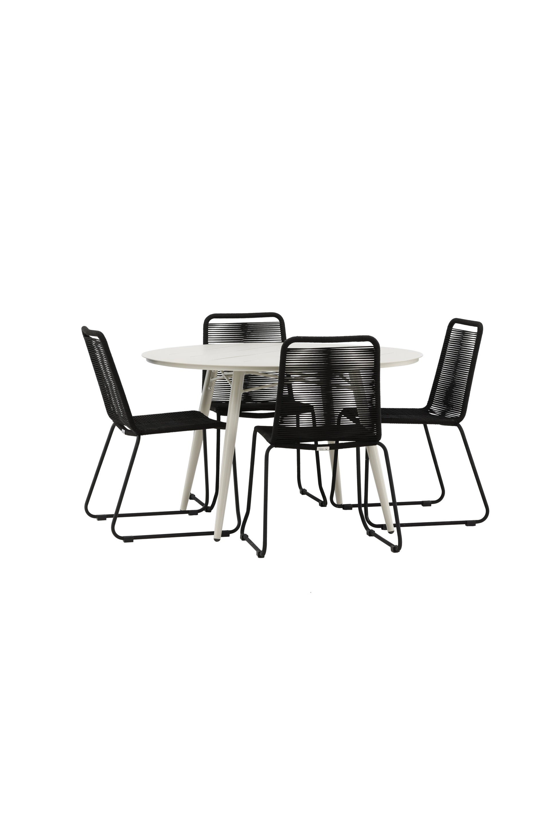 Lina Matbord med Lindos Stolarna – Bord: ⌀120 Stol: 59x86x57