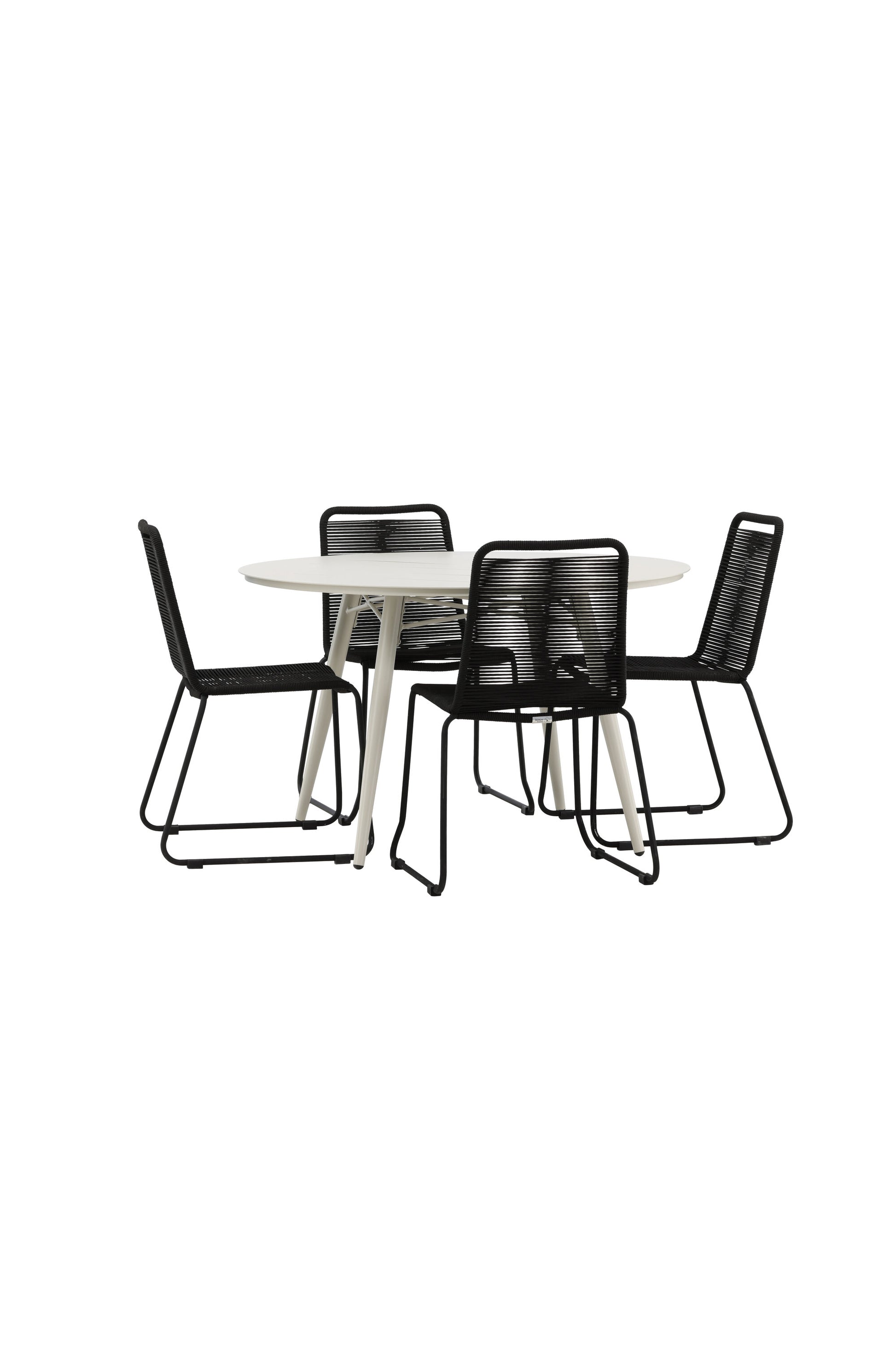 Lina Matbord med Lindos Stolarna – Bord: ⌀120 Stol: 59x86x57