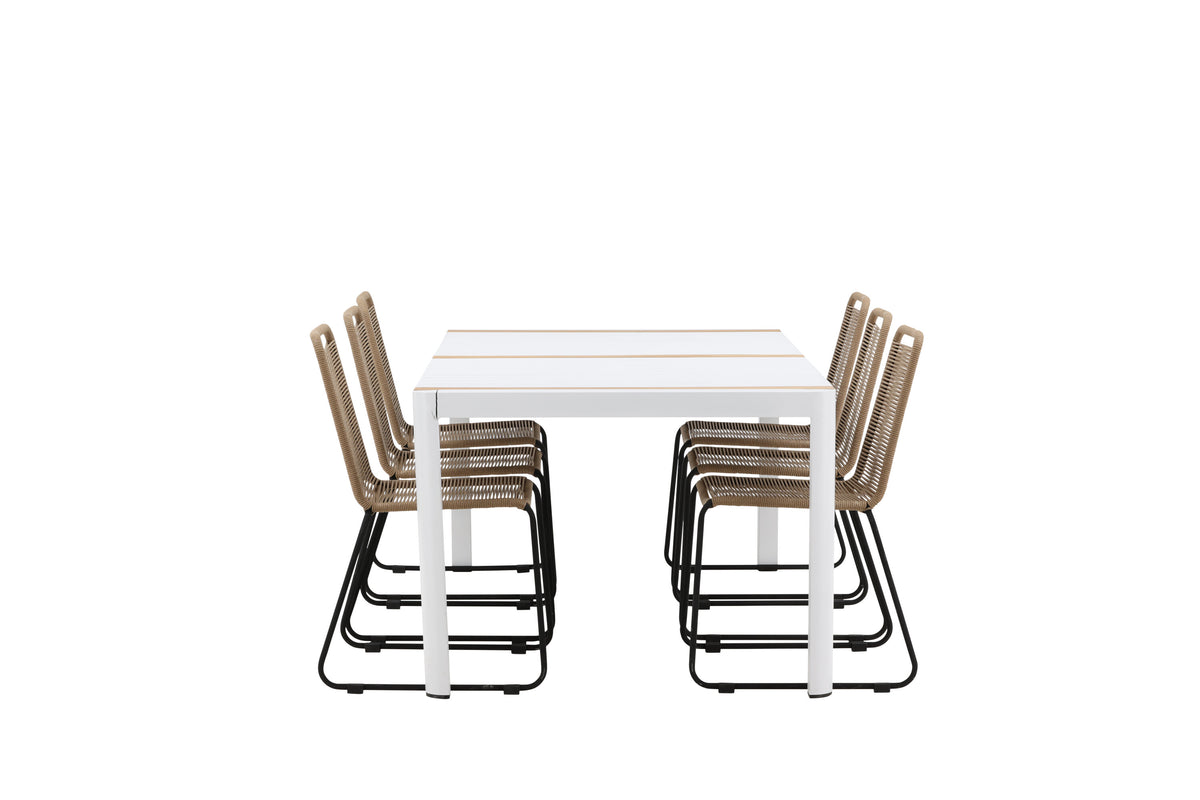 Togo Matbord med Lindos Stolarna – Bord: 75x200x100 Stol: 59x86x57
