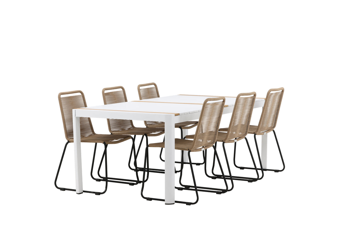 Togo Matbord med Lindos Stolarna – Bord: 75x200x100 Stol: 59x86x57