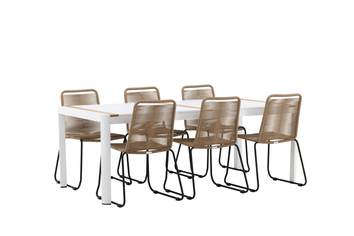 Togo Matbord med Lindos Stolarna – Bord: 75x200x100 Stol: 59x86x57