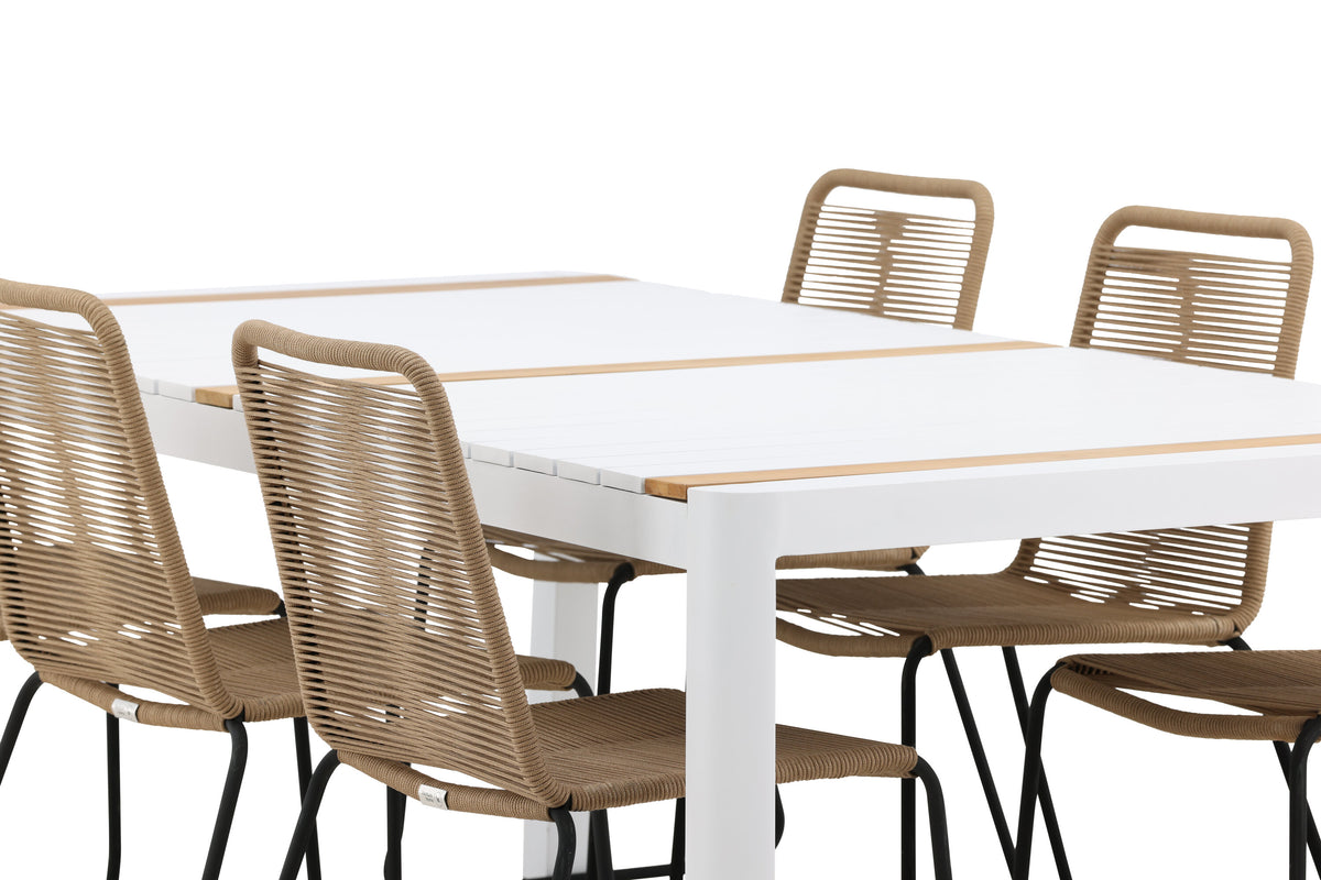 Togo Matbord med Lindos Stolarna – Bord: 75x200x100 Stol: 59x86x57