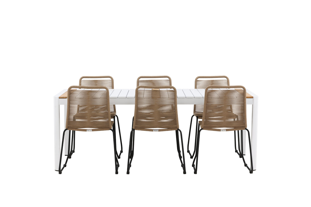 Togo Matbord med Lindos Stolarna – Bord: 75x200x100 Stol: 59x86x57
