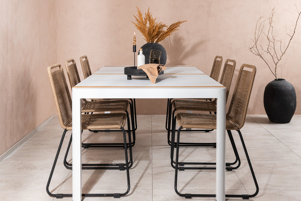 Togo Matbord med Lindos Stolarna – Bord: 75x200x100 Stol: 59x86x57