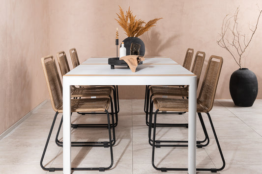 Togo Matbord med Lindos Stolarna – Bord: 75x200x100 Stol: 59x86x57