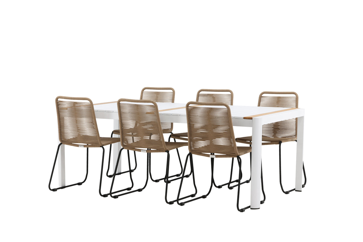 Togo Matbord med Lindos Stolarna – Bord: 75x200x100 Stol: 59x86x57