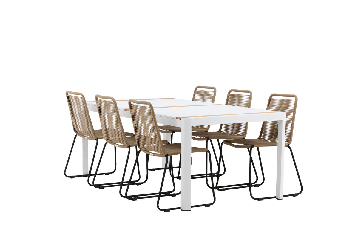 Togo Matbord med Lindos Stolarna – Bord: 75x200x100 Stol: 59x86x57