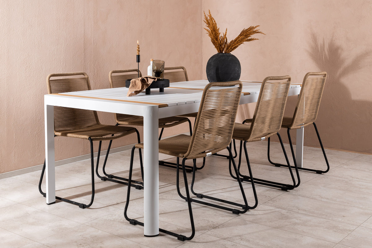 Togo Matbord med Lindos Stolarna – Bord: 75x200x100 Stol: 59x86x57