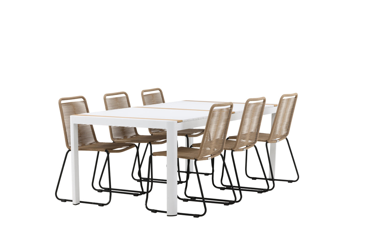 Togo Matbord med Lindos Stolarna – Bord: 75x200x100 Stol: 59x86x57
