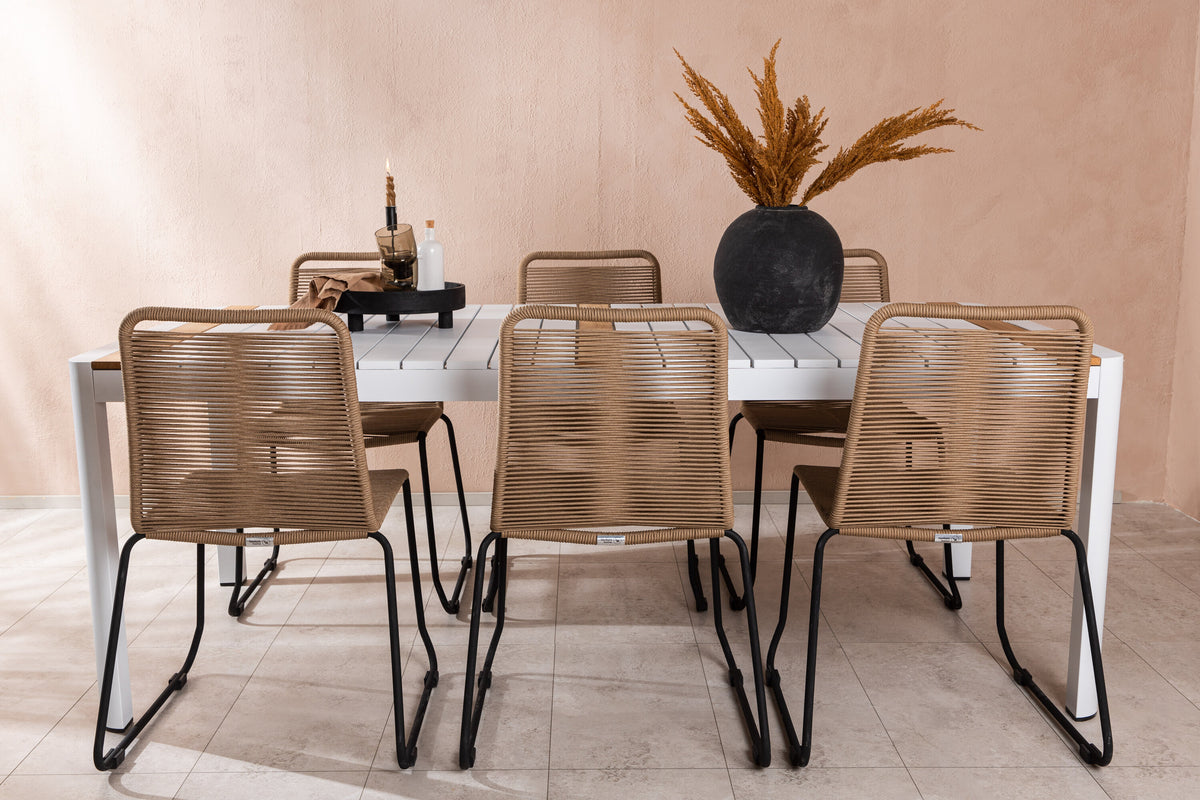 Togo Matbord med Lindos Stolarna – Bord: 75x200x100 Stol: 59x86x57