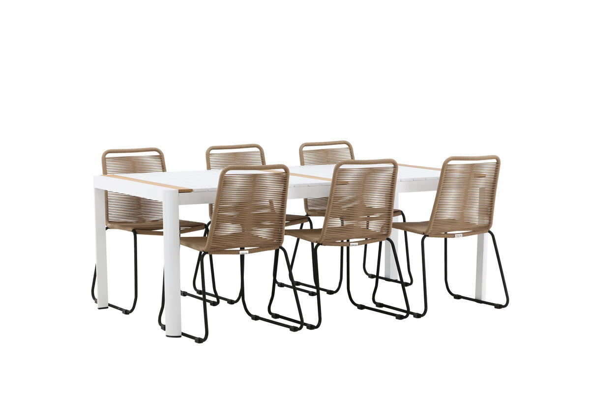 Togo Matbord med Lindos Stolarna – Bord: 75x200x100 Stol: 59x86x57