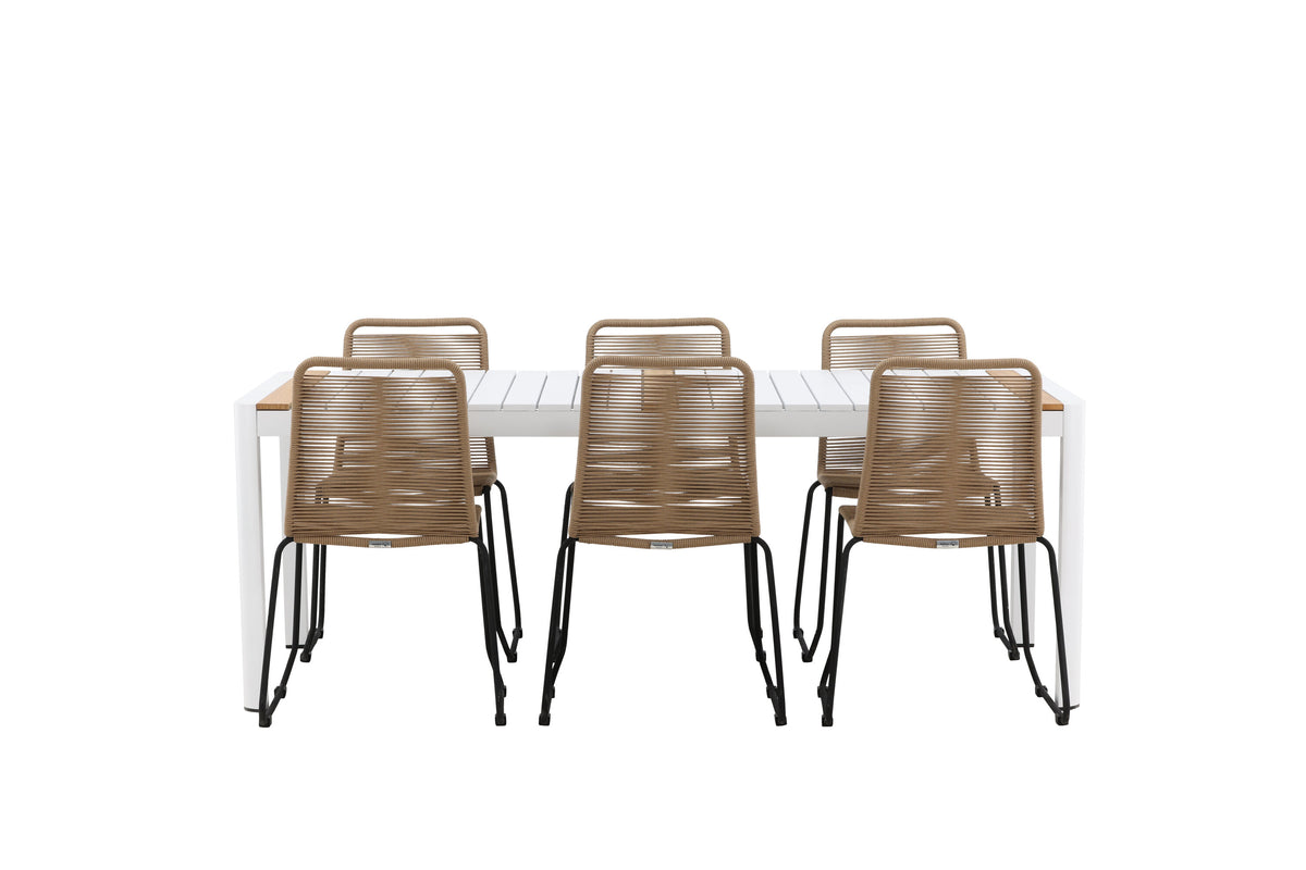 Togo Matbord med Lindos Stolarna – Bord: 75x200x100 Stol: 59x86x57