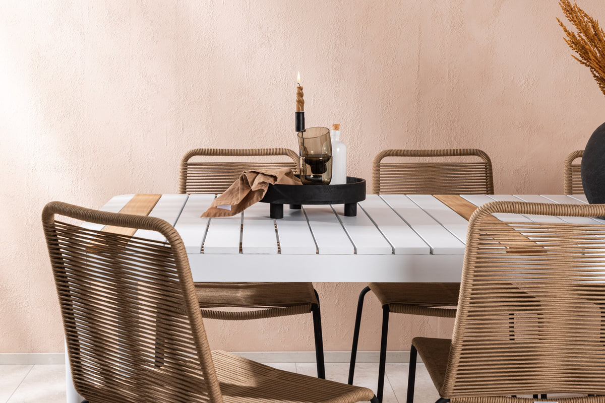 Togo Matbord med Lindos Stolarna – Bord: 75x200x100 Stol: 59x86x57